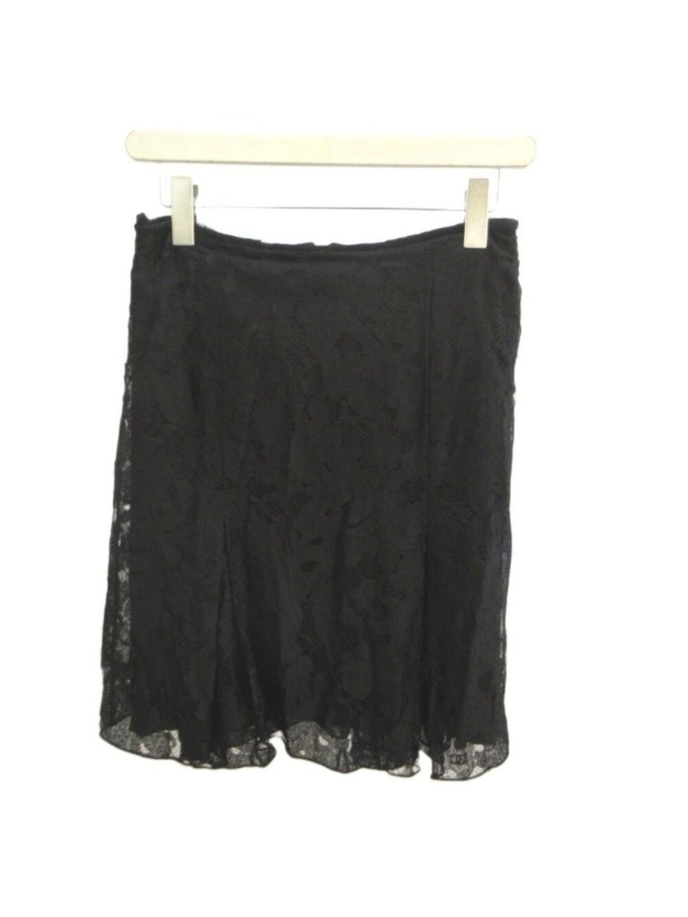 Chanel CC Logo Quilted Skirt Knee Black Bottom Sintering Silhouette 34